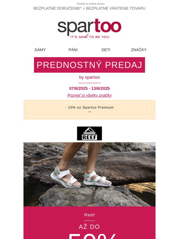 ✨Za takéto ceny sa to oplatí! Zľavy až do výšky -50 % na značky Reef, Levi's, Les Tropéziennes par M Belarbi s doručením zdarma