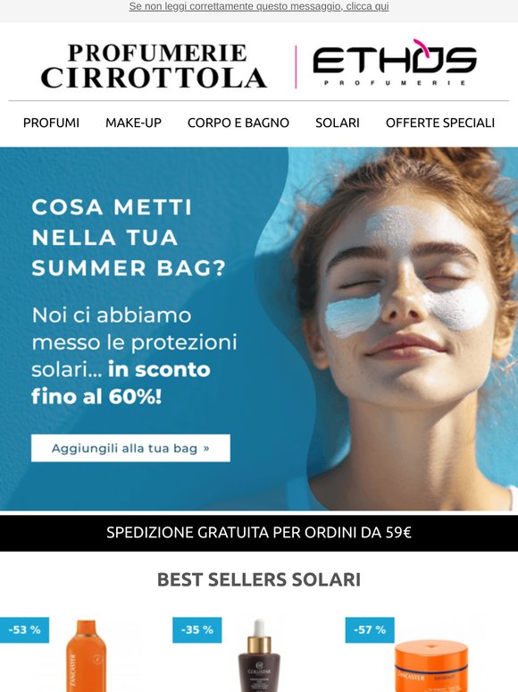 Cosa metti nella tua Summer Bag? ☀️ I nostri solari scontati fino al 60%!