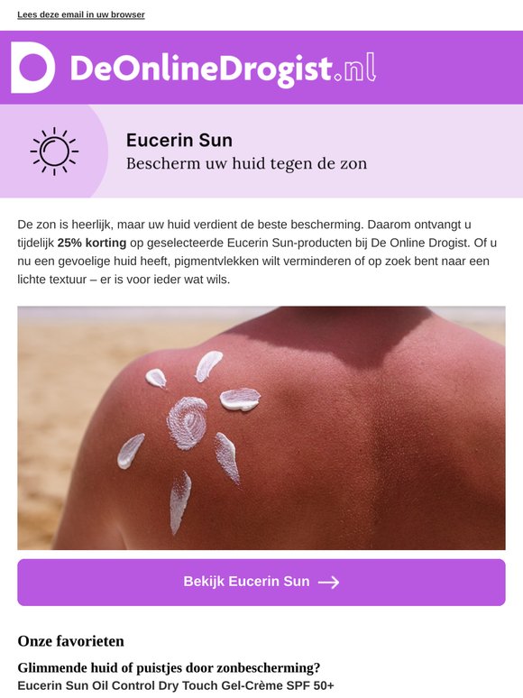 25% korting op Eucerin Sun | hoogwaardige zonbescherming