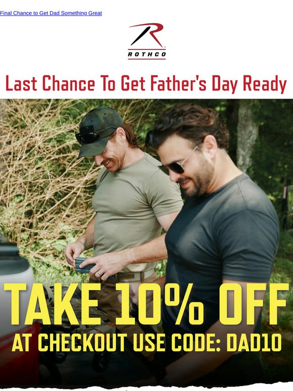 Clock’s Ticking: 10% Off Father’s Day Gear