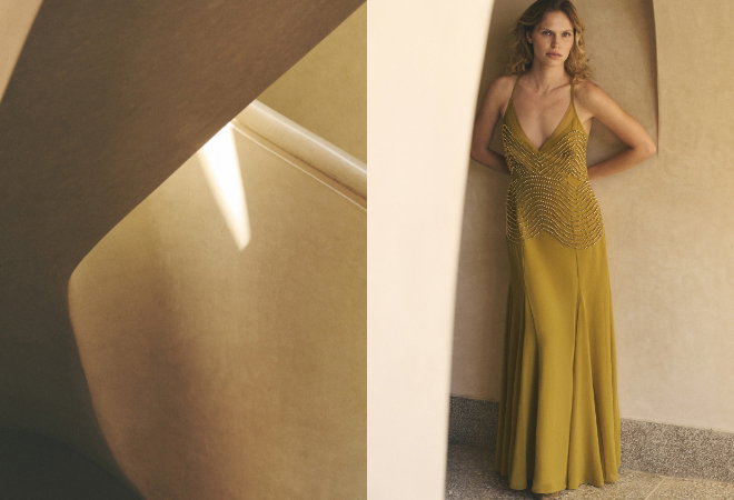 Embellished Geo Strappy Woven Maxi Dress