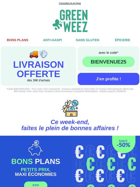 Jusqu’à -50% avec nos bons plans
