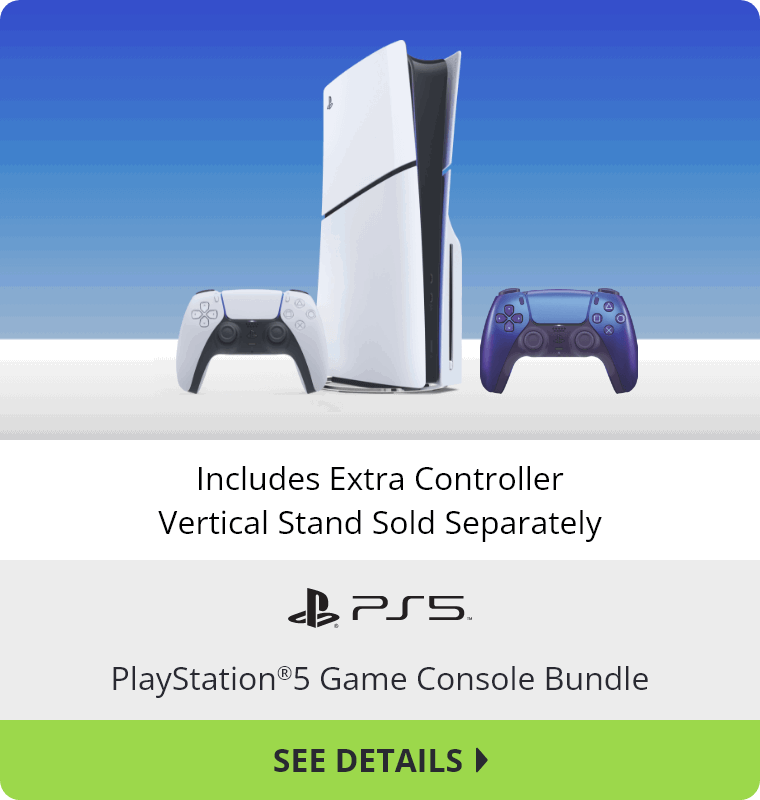 Sony PlayStation®5 Game Console Bundle. Includes Extra Controller. Vertical Stand Sold Separately. See Details.