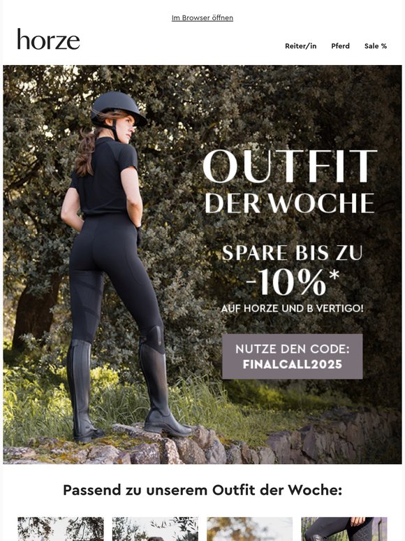 ✨ Bis zu -10 % EXTRA auf dein neues Horze und B Vertigo Outfit! ✨