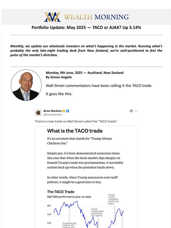 🌎 Portfolio Update: May 2025 — TACO or AJAX? Up 3.14%