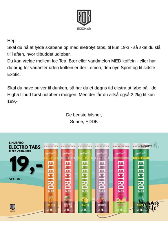 ⏰ Sidste chance for elektrolyt tabs til 19 kr !