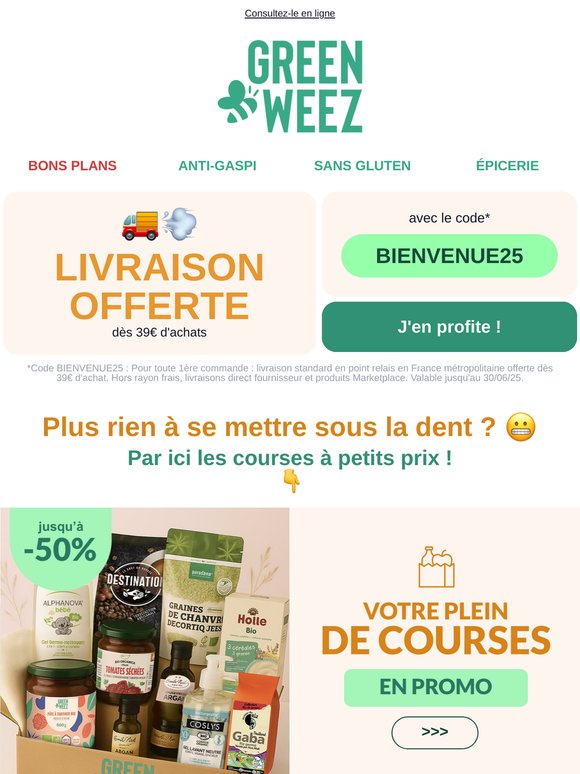 🛒 Votre plein de courses jusqu’à -50%