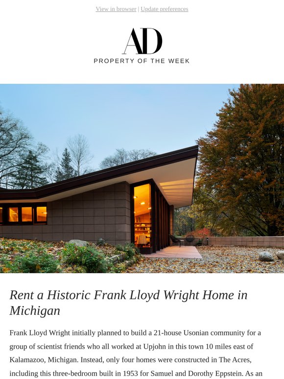 Rent a Historic Frank Lloyd Wright Home in Michigan