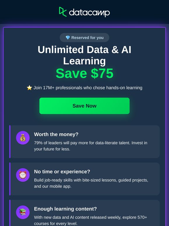 $75 Off: Upgrade your future with data & AI skills