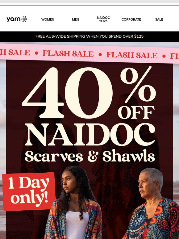 1 Day Only - 40% Off NAIDOC Scarves & Shawls ❗