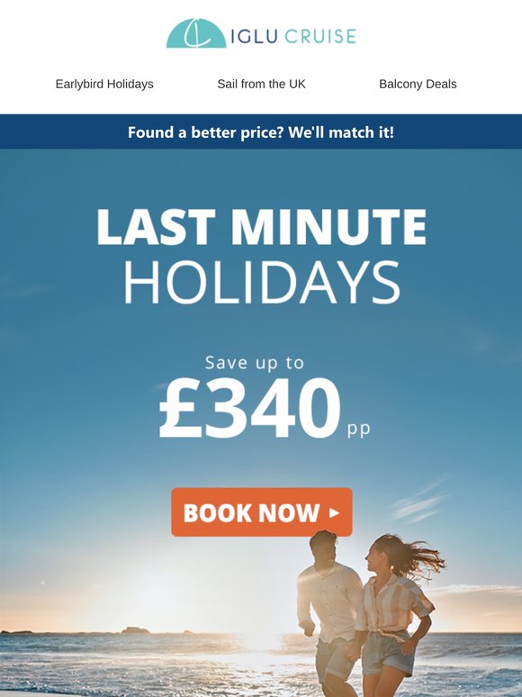 Save up to £340 pp off a last minute holiday