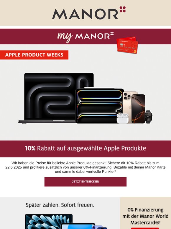—, profitiere von 10% auf ausgewählte Apple Produkte