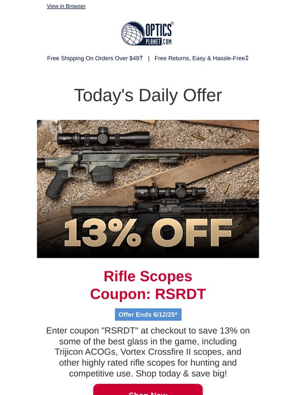 Save 13% on Top-Selling Rifle Scopes
