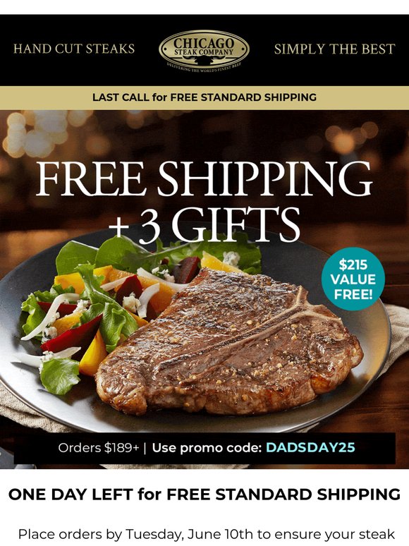 One day left to order: 3 FREE gifts for Dad + Free Shipping ⚠️