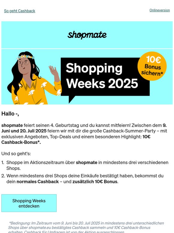 💸 10€ Bonus sichern – die Shopping Weeks starten