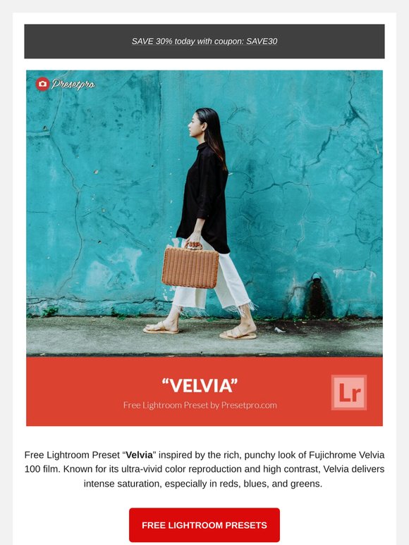 FREE Lightroom Presets "Velvia"