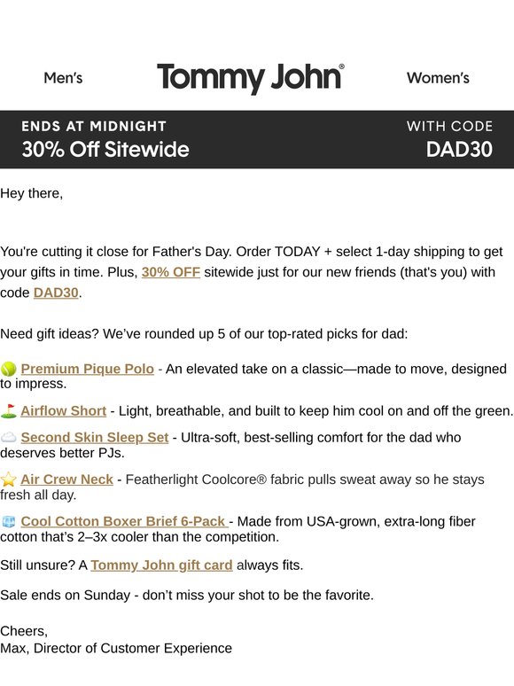 EXCLUSIVE OFFER: 30% Off Gifts For Dad