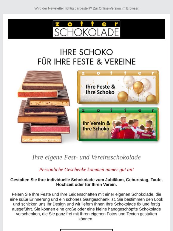 Ihre Schoko für Feste & Vereine 🎁