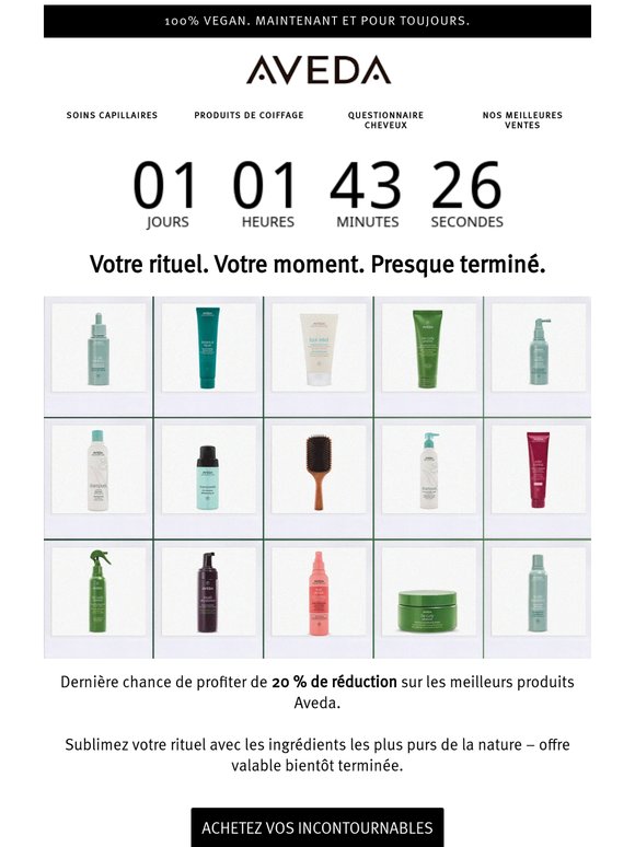 C’est maintenant ou jamais : 20 % de réduction sur vos favoris Aveda ⏰