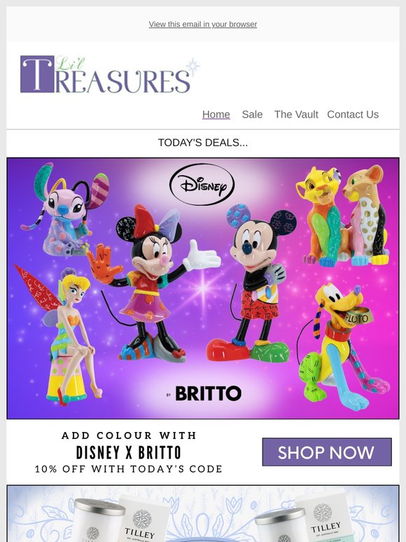 On Sale Tonight 💜 Disney by Britto | Tilley Soaps | Slumbies | Thomas Sabo