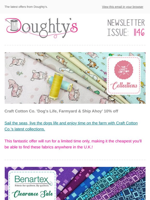 New Craft Cotton Co. + Benartex clearance sale, 25% off! + Suffolk Roadshow.