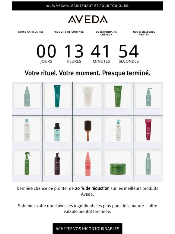 Dernier jour : 20 % de réduction sur vos favoris Aveda ⏰