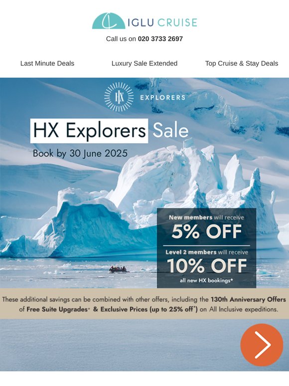 Up to 10% off All Inclusive expeditions with HX