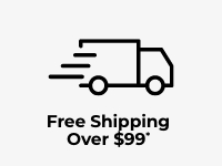 Image of free shipping over $99 on a grey background