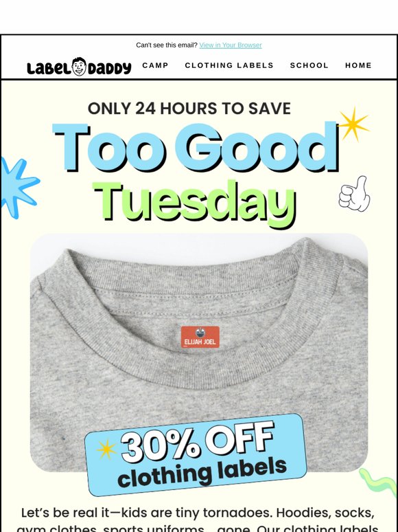💥 Too Good Tuesday = 30% OFF