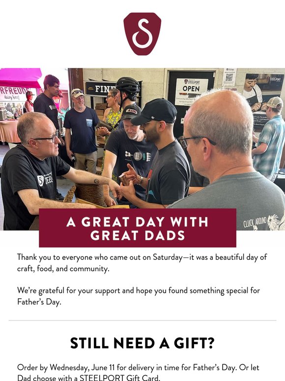 Thanks for joining us—Father’s Day is almost here