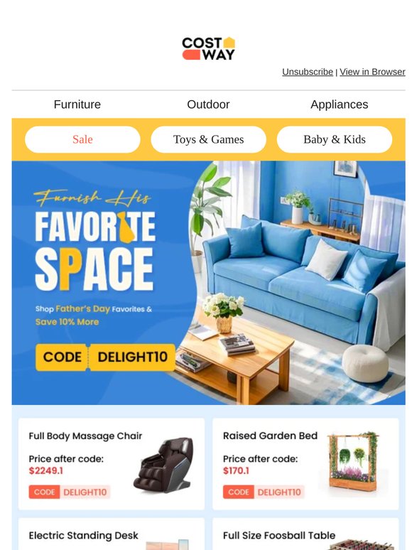 💙Furnish His Favorite Space | Shop Father’s Day Favorites & Save 10% More
