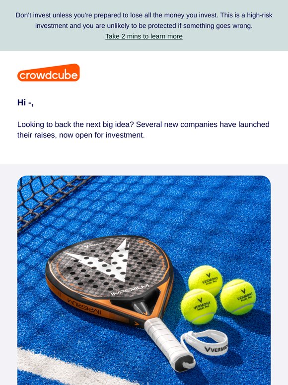 Fresh pitches now live on Crowdcube