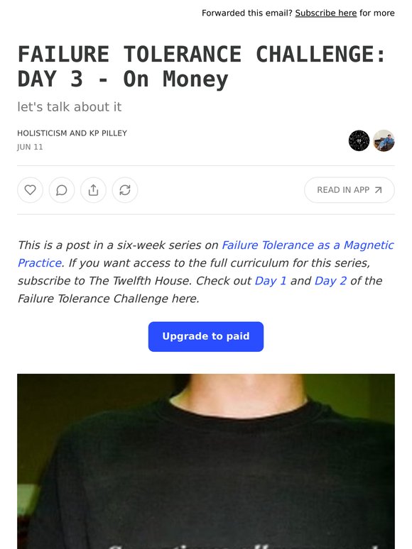 FAILURE TOLERANCE CHALLENGE: DAY 3 - On Money