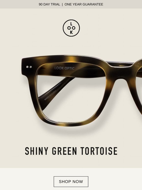 New In: Laurel Progressives in Shiny Green Tortoise