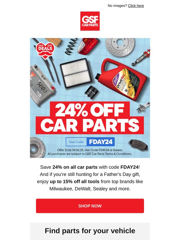 Big Deals! 24% Off All Car Parts Now!