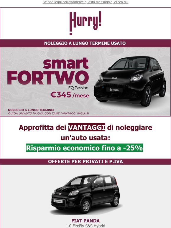 💲FINO al -25% sul NOLEGGIO DI UN' AUTO USATA🚘: Smart Fortwo, Renegade, Q5, e tante altre!