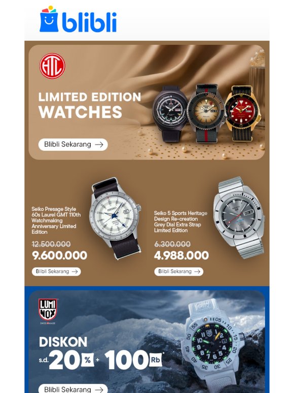 ⏰ Luminox Diskon s.d. 20% + 100Rb & Casio Ekstra Diskon s.d. 100Rb⌚