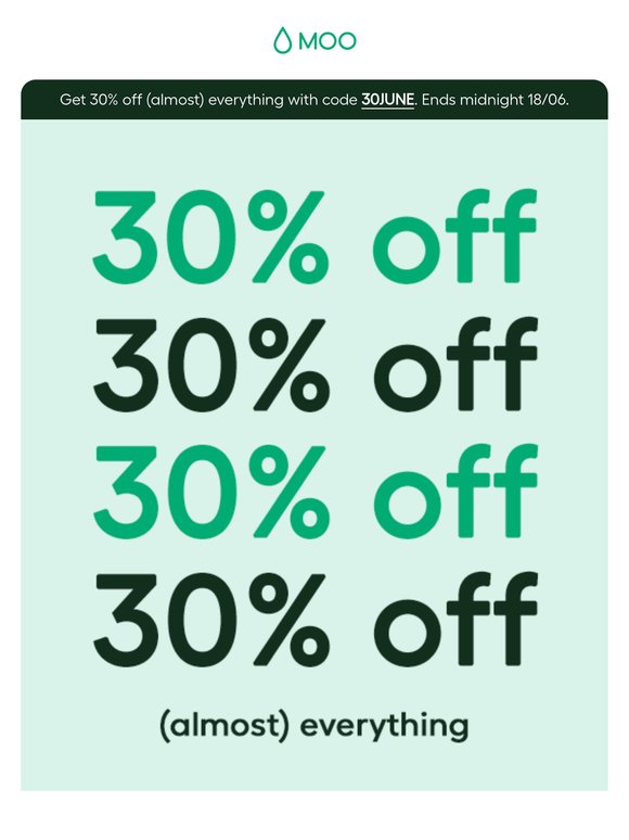 30% Off starting… NOW