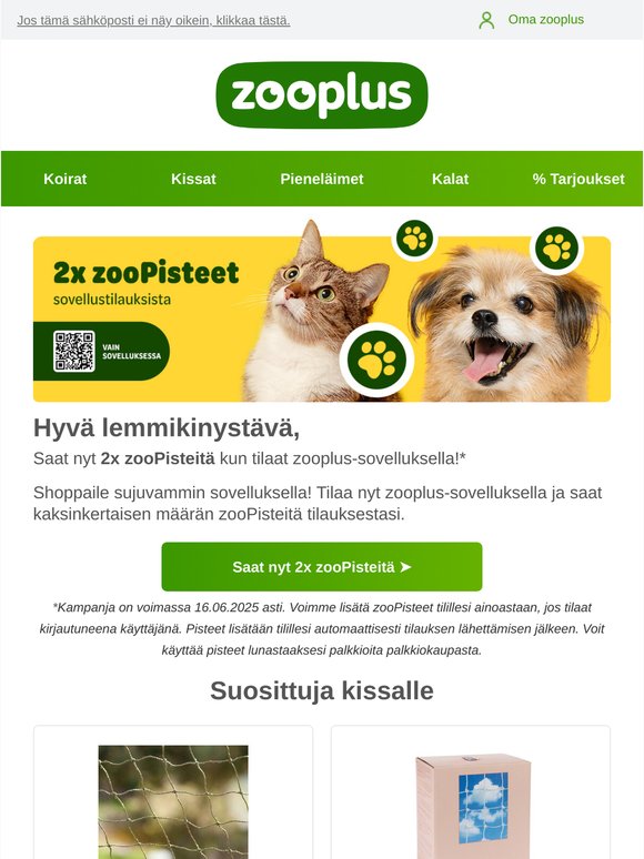 Tuplaa zooPisteesi zooplus-sovelluksella!