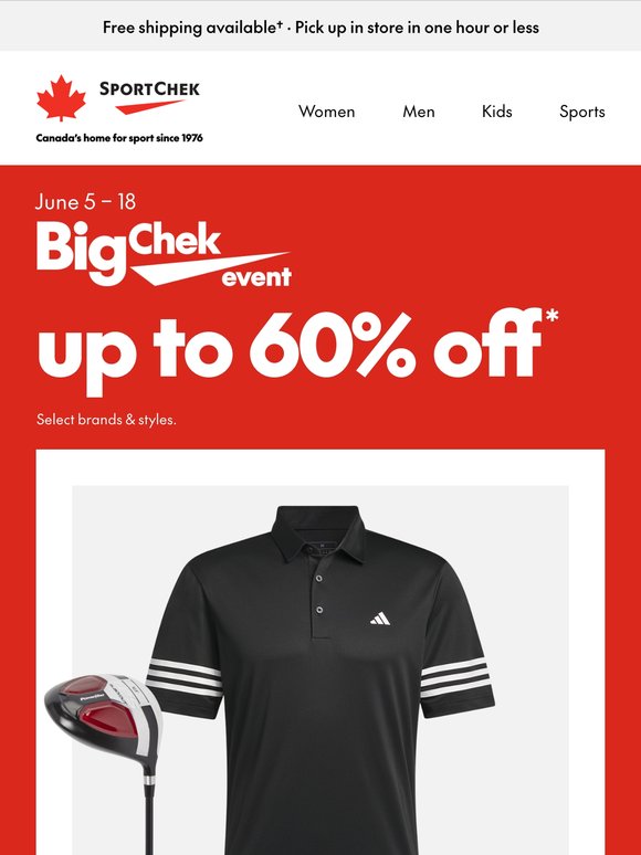 Score up to 60% off during Big Chek Event 🚨