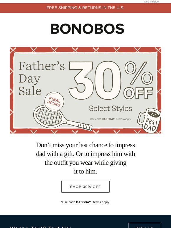 Final Hours: 30% Off for Father’s Day