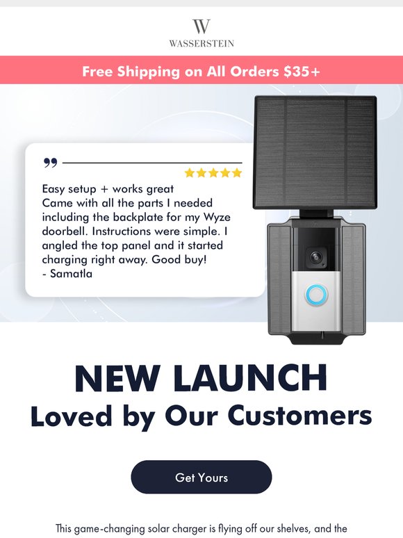 Solar Charger for Ring & Wyze Doorbells