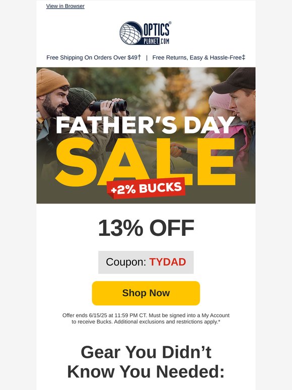 Father’s Day Sale! Extra 13% OFF