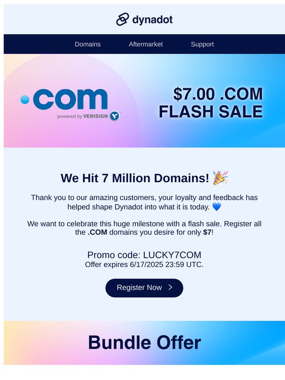 ⚡️ Flash Sale: $7 .COM Domains!