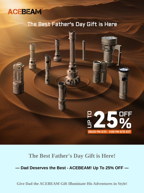 Dad Deserves the Best! 25% Off ACEBEAM Flashlights – Limited Time!