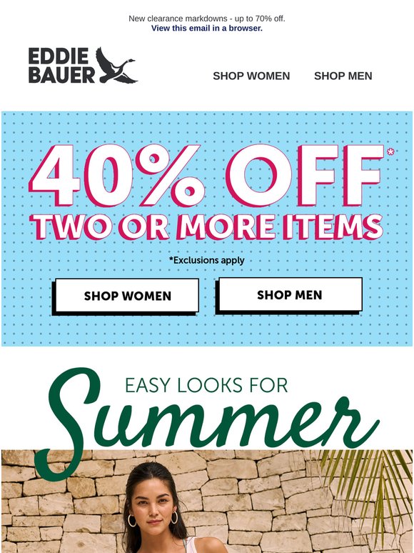 Cool Looks, 🔥 Prices – 40% Off 2 Or More Items