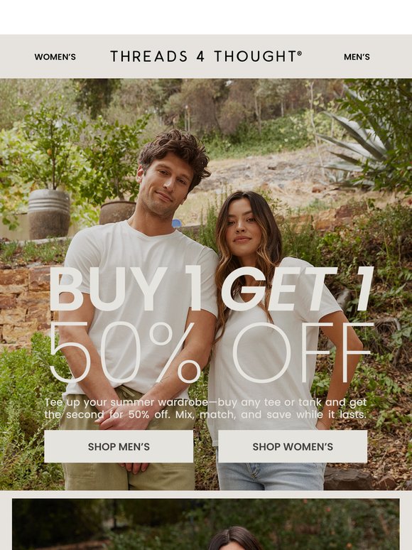 Buy 1, Get 1 50% Off Tees + Tanks