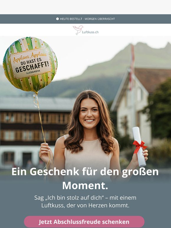 Schulabschluss feiern? Mit Ballon & Gratis-Süßigkeit.