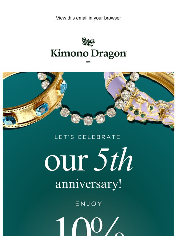 Kimono Dragon Turns 5—Take 10% Off