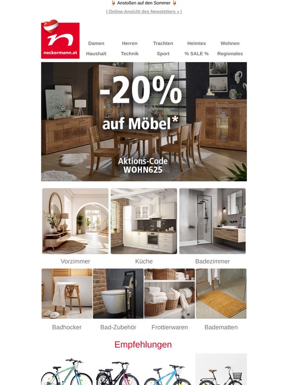 Sparen Sie -20% auf Möbel für Ihr Zuhause 💡